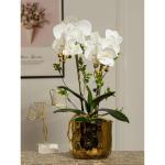 Kunstblumen Gefälschte Orchideenblumen in vergoldeter Keramikvase, künstliche Pflanzen, Bonsai-Seidenblumen für Zuhause, Büro, Balkondekoration für jeden Anlass
