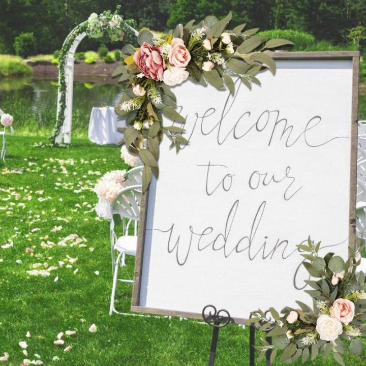 Empfang Seiden Tulpen Arrangements Hochzeit Gemischte Pfingstrosen Willkommensschild Veranstaltungsverzierungen