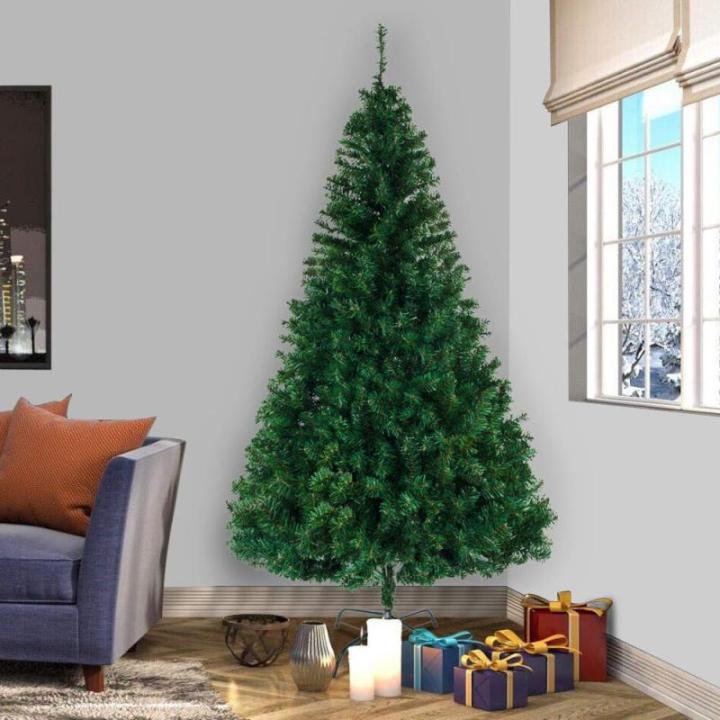 2,44 m künstlicher Weihnachtsbaum, unbeleuchtet, künstlicher Weihnachtsbaum mit Scharnier, 1138 Zweigspitzen und faltbarem Metallständer, Weihnachtsweihnachtsbaum für Zuhause, 