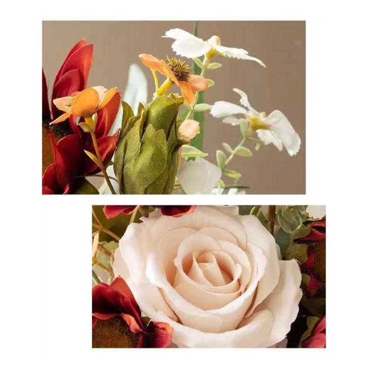 Kunstblumen Nordic Light Luxus-Kunstblumen in moderner Glasflasche – Elegante Blumendekoration, 14,5 x 40 cm für das Wohnzimmer für jeden Anlass