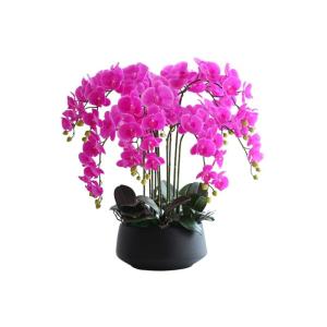 Kunstblumen Große künstliche Orchideen im Topf – echte künstliche Blumen, künstliche Phalaenopsis-Blumen mit Topf, 10 Zweige, Lila für jeden Anlass