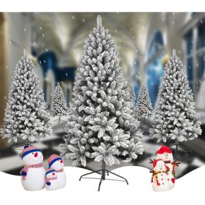 Weihnachtsbaum, komplett dekorierter Tannenbaum, solide Metallbeine, natürlich Alpin, für drinnen und künstlicher Weihnachtsbaum, beflockt, schneebedeckt, dekorierte Bäum，Gre