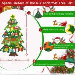 Vilten kerstboom, 10 m, doe-het-zelf vilten kerstboomset voor kinderen, kerstdecoratie, hangende decoratie met afneembare hangende ornamenten, vilten kerstboom voor thuis/deur/muur