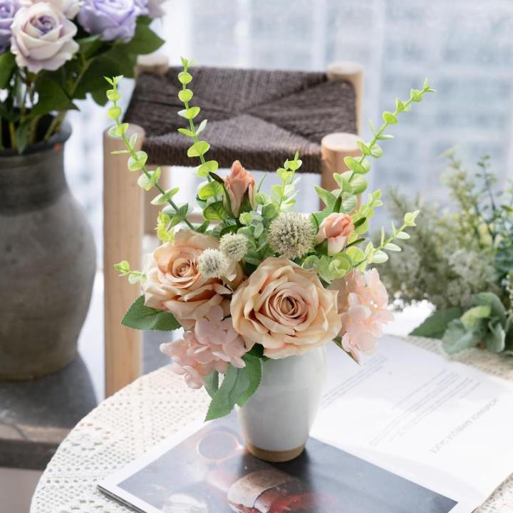 Kunstbloemen, rozen, roze roos, kunstbloemen, zijden bloemen, boeket, boeket voor huis, keuken, tafel, centerpieces, bruiloft, arrangenment, binnen en buiten, decoratie
