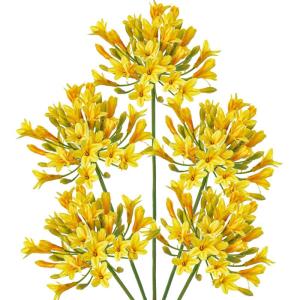 5 stuks kunstbloemen, sierlelie als echte kunstmatige agapanthus, bloemen, 75 cm lengte, lentebloemen, gele decoratieve bloemen voor bloemstuk, thuis, resto, kantoordecoratie