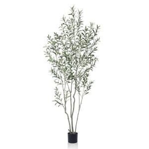 Kunstolijfboom, 210 cm, kunstplant olijfboom met natuurlijke houten stam en levensechte vruchten voor thuis- en kantoordecoratie, grote voor binnen, 1 verpakking