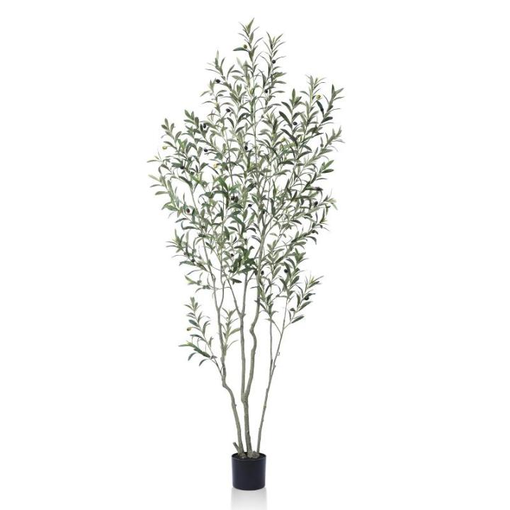 Kunstolijfboom, 210 cm, kunstplant olijfboom met natuurlijke houten stam en levensechte vruchten voor thuis- en kantoordecoratie, grote voor binnen, 1 verpakking
