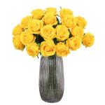 10 stuks gele rozen, kunstzijden bloemen, rozen met stelen, doe-het-zelf, bruiloft, boeket, thuis, kantoor, bruiloftsarrangementen (geel)