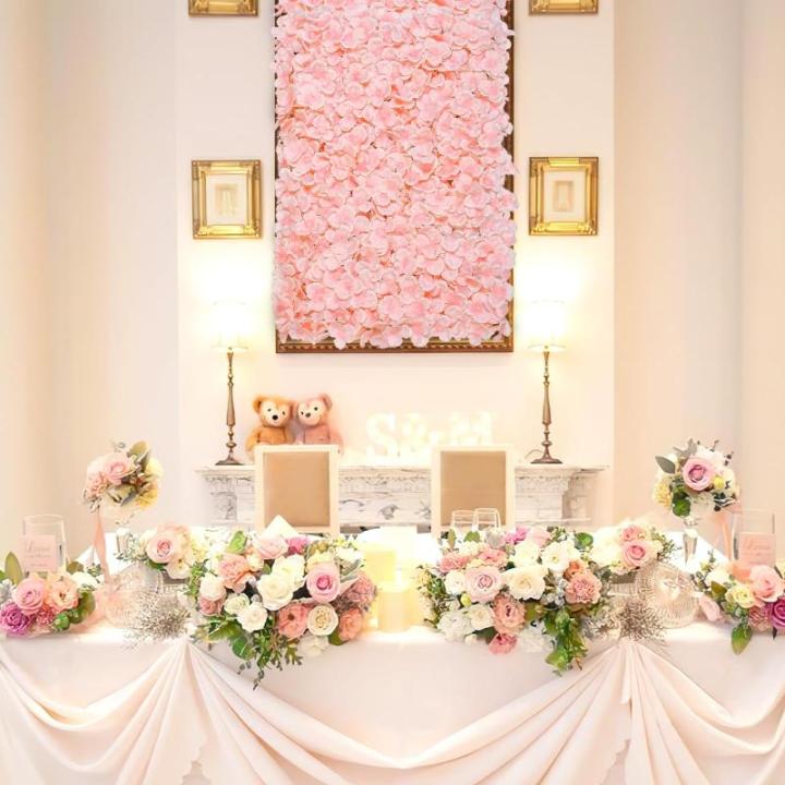 Blumen-Wandhintergrund – Blush 2 Stück Blumen-Wandpaneele 0,4 x 1,2 m, Seidenblumen-Wanddekoration für Hochzeit, Party, Abschlussball, Abschlussfeier, Brautparty, Dekoration
