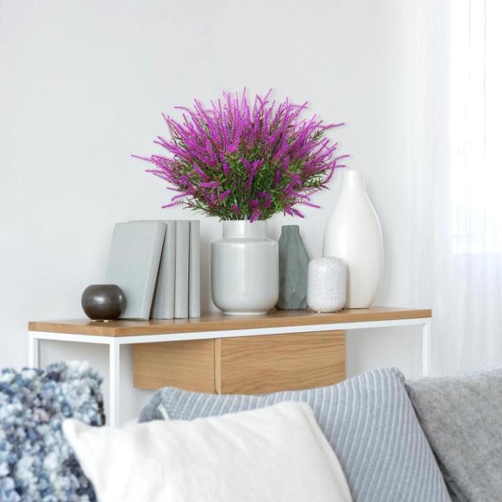 12 bundels kunstbloemen, balkon, weerbestendig, kunstbloemen, outdoor, uv-bestendig, , plastic boeket, voor balkonbakken, tuin, raam, decoratie, fuchsia