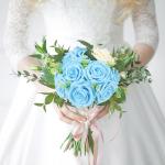 Kunstbloemen, rozen, 25 stuks, Real Touch, kunstrozen met stammen, doe-het-zelf voor bruiloft, bruidsboeketten, Valentijnsdag, Moederdag, babyshower, woondecoratie (lichtblauw)