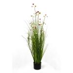 Kunstgras, kunstgras, decoogras, kunstplant, kamerplant, groene plant, kunstmatige plant, decoratie, in zwarte pot, zeer realistisch, groen (123 cm - artikelen. MN-KP-2221)