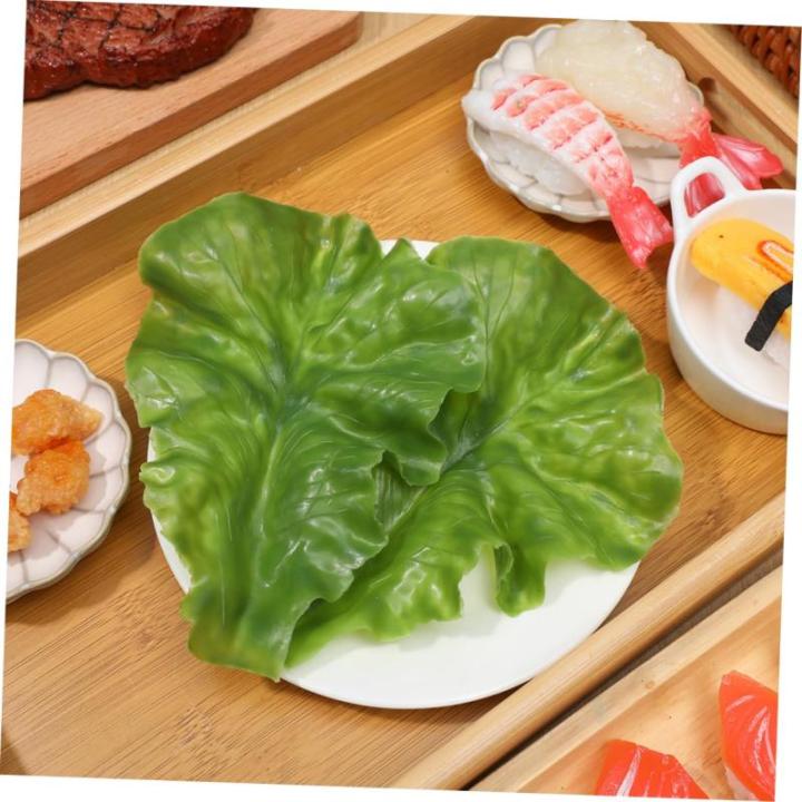 1 Satz Lebensmitteldekor Kunstpflanze Künstliche Pflanzen Künstliches Gemüse Lebensechtes Gemüse Realistisches Gemüseblatt Simulation Von Salatblattmodellen PVC Green 4 Stück