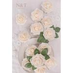 Kunstbloemen, 50 stuks, kunstbloemen, schuimrozen voor doe-het-zelf bruiloft, bruidsboeket, baby, douche, feest, taart, wanddecoratie, crème