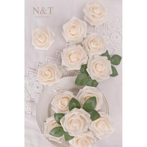 Kunstbloemen, 50 stuks, kunstbloemen, schuimrozen voor doe-het-zelf bruiloft, bruidsboeket, baby, douche, feest, taart, wanddecoratie, crème