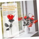 10St Schädel stieg Halloween Halloween assecoires Artificial Geisterkostüm künstliche Schwarze Rosen -Rosen-Dekor künstlicher Rosenschmuck Plastik rot