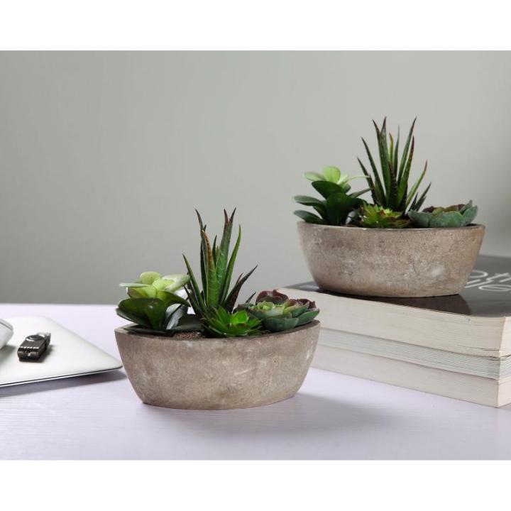 met Pot Kunstmatige Vetplanten Groen Set van 2, Decoratie voor Thuiskantoor Badkamer Vensterbank Hotel Restaurant Bruiloft