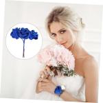 50 Stück Rosenkopf Seidenblumenarrangements sechseckige Artificial sztuczne kwiaty künstliche Blumen realistisches blumenstraußdekor Hochzeit Blumendekor Sport Blue