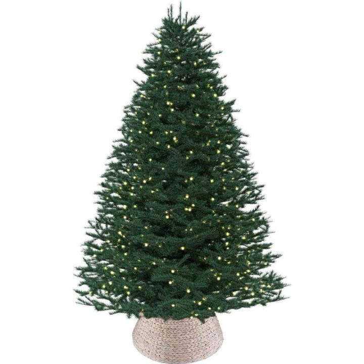 Model 2 Kerstboomkraag/rok van zeegras voor bedekking van kerstboomstandaard, in natuurlijke kleur, diameter 60 cm, mand