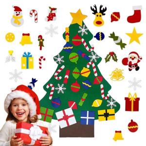 Vilten Kerstboomset, doe-het-zelf vilten kerstboomset, vouw, vilt, kerstboom, decoratie, doe-het-zelf vilten decoratie, kerstboom voor kinderen, met afneembare hangende ornamenten 