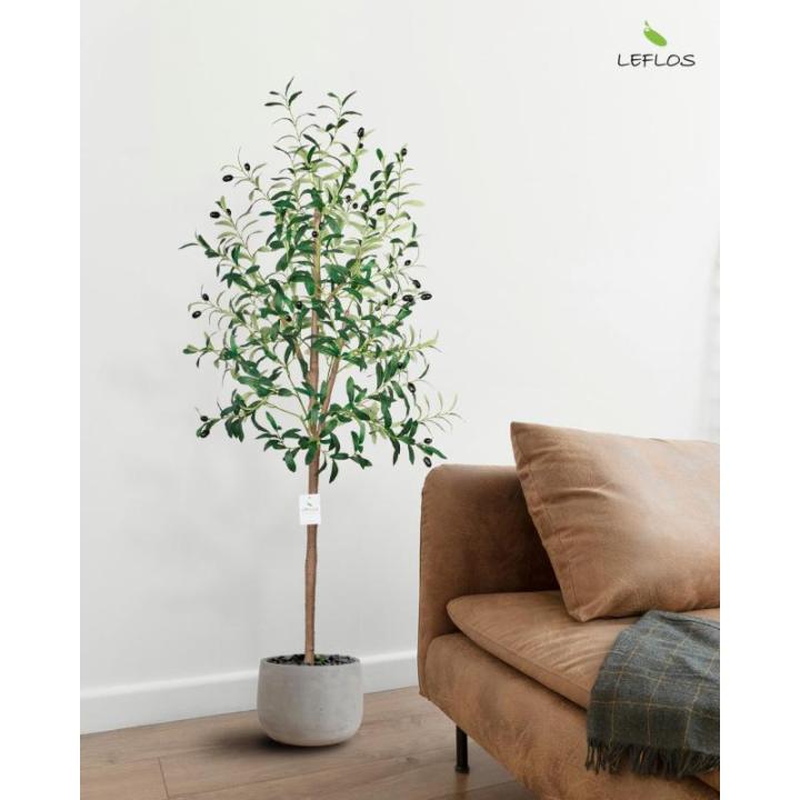 150cm künstliche Olivenbaum, nur für den Innenbereich mit lebendigem Stamm, verstellbarem Zweig und prallen Oliven, deko für Büro, Laden, Wohnung und Party