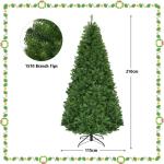 Künstlicher Weihnachtsbaum mit LED Beleuchtung, Tannenbaum Grün aus PVC Nadeln, Christbaum mit Klappbarem Metallständer, Christemas Tree 11 Lichtmodi /5 Farbwechsel (210 cm)