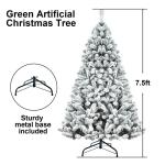 9FT beflockter künstlicher Weihnachtsbaum mit 1910 Zweigspitzen, einfache Montage, Stabiler Metallständer für Zuhause, Büro, Partydekoration, Keine Lichter (1200TF-US)