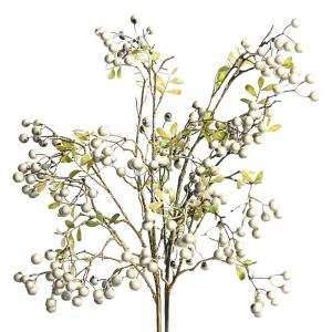 Künstliche Beerenzweige mit langem Stiel, 60 cm, weiße Beerenstiele, künstlicher Beerenstrauß für Tischdekoration, Vase, Heimdekoration, Weihnachtsdekoration, 4 Stück