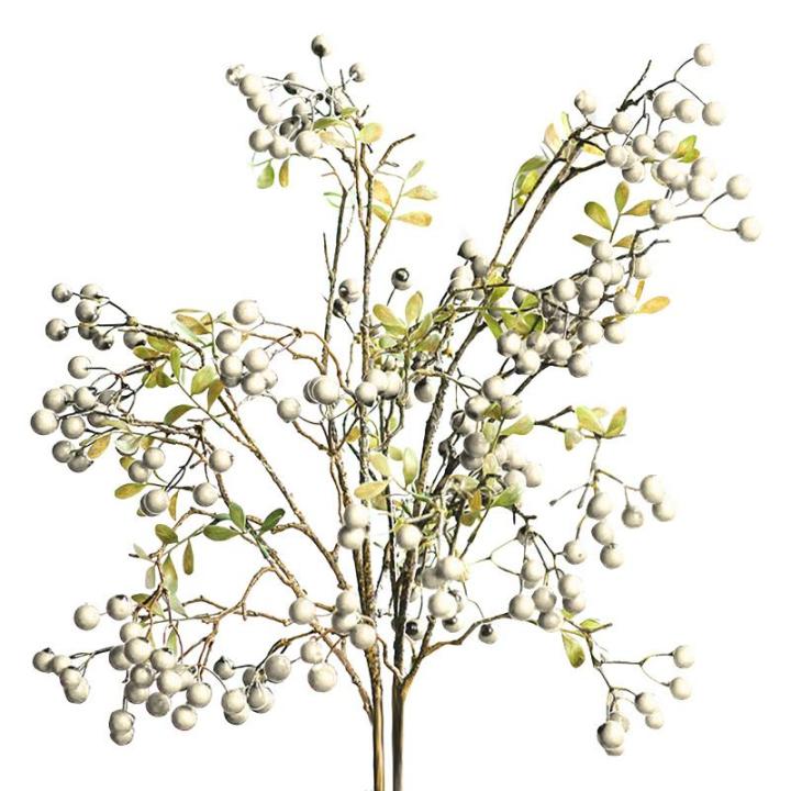 Künstliche Beerenzweige mit langem Stiel, 60 cm, weiße Beerenstiele, künstlicher Beerenstrauß für Tischdekoration, Vase, Heimdekoration, Weihnachtsdekoration, 4 Stück