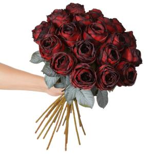 10 stuks kunstrozen, rood, 50 cm hoog, enkele roos, lange steel, namaakbloem, zijden bloesem, roos, realistische bloem voor tafel, kantoor, feest, bruiloft, woondecoratie (rood, 10