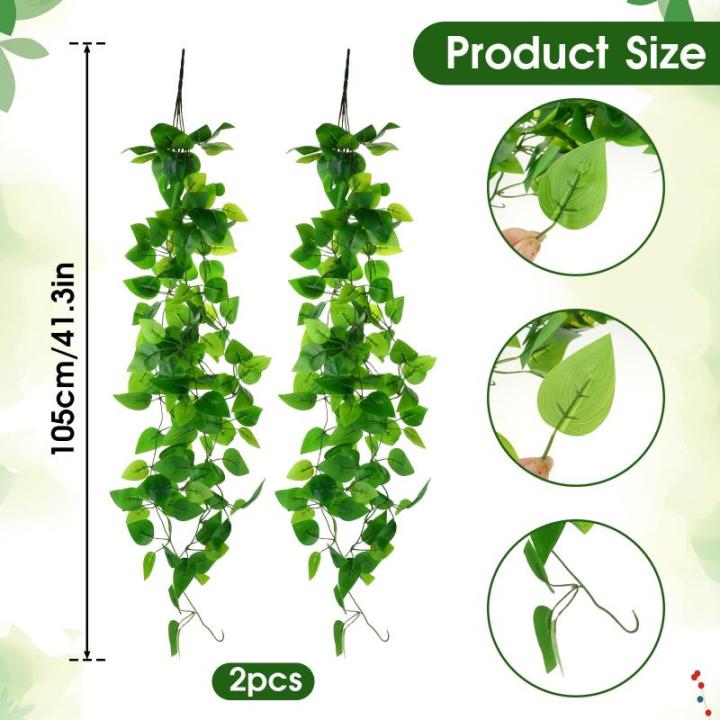 2 stuks hangende , , plastic groene plant, hangend, 105 cm, namaakklimop, plastic planten voor binnen en buiten, balkon, bruiloft, tuin, wanddecoratie