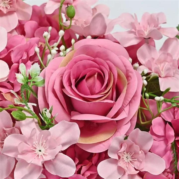 Künstliche Blumenwand Panel 50x20cm Blume Wand Künstliche Blumen Panel Matte for Büro Hochzeit Wand Dekoration 3D Blumen Hintergrund Party Liefert(Deep pink)