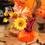 Halloween-Kürbisse, Ahornblätter, Ornament, Herbsternte, Dekor, neuartiges dekoratives Handwerk, Esstisch-Mittelstück für Geschäft und Büro, Style B