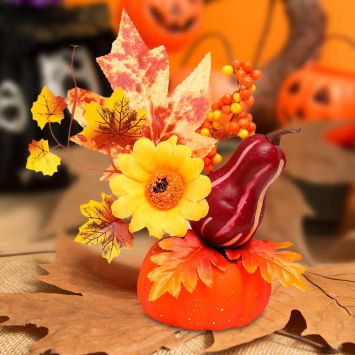 Halloween-Kürbisse, Ahornblätter, Ornament, Herbsternte, Dekor, neuartiges dekoratives Handwerk, Esstisch-Mittelstück für Geschäft und Büro, Style B
