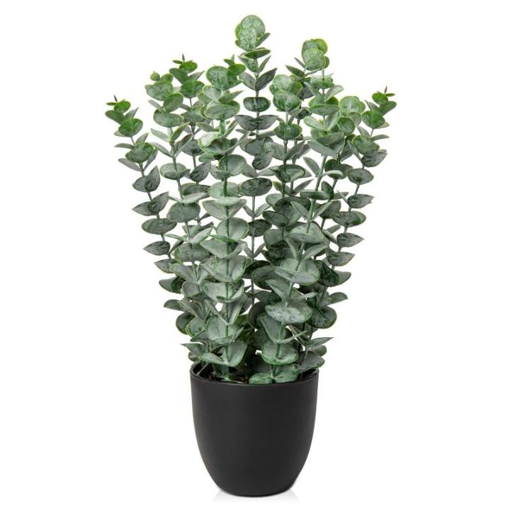 Kunstplant eucalyptus kunstplant lijkt op echte kamerplanten, decoratieve planten in zwarte pot, hoogte 40 cm