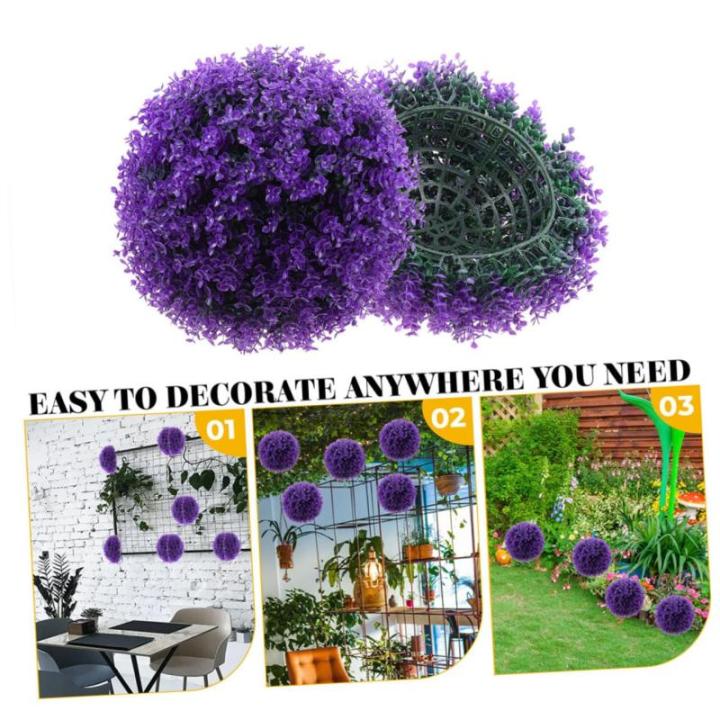4 Stück Eukalyptus-Grasball künstliche Pflanzen gefälschte Pflanzengrünkugeln grüne Kugeln Dekorative Pflanzenkugel Zimmerpflanzenkugel Partygeschenk Graskugeln Plastik Violet