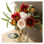 Kunstblumen Nordic Light Luxus-Kunstblumen in moderner Glasflasche – Elegante Blumendekoration, 14,5 x 40 cm für das Wohnzimmer für jeden Anlass