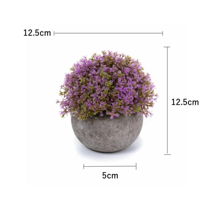 Plastic Nep Planten met Potten Decoratieve Kleurrijke Levensechte Bloem voor Thuis/Kantoor Decor Pak van 6