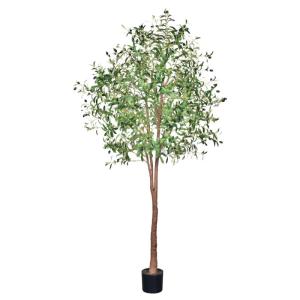 210cm künstlicher verschlüsselter Olivenbaum, nur für den Innenbereich mit lebendigem Stamm, verstellbaren Ästen und prallen Oliven, deko für Büro, Laden, Wohnung und Party