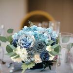 Stoffig Blauw Zijde Kunstrozen Combo Pioenroos Bloem voor DIY Bruiloft Bruids Boeket Party Woondecoraties (Stoffig Blauw)