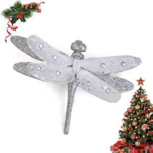 3 Pcs Silber Ornamente Für Weihnachtsbaum, Weihnachten Weihnachtsstern Künstliche Blumen Dekorationen, für Weiß Silber Weihnachtsbaum Wreaths Floral Geschenk Winter Hochzeit Ur