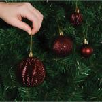 wijnrode kerstbalornamenten voor kerstversiering - 36 stuks kerstboom onbreekbare ornamenten met ophanglus voor vakantie- en feestdecoratie (combo van 6 stijlen in 3 maten)