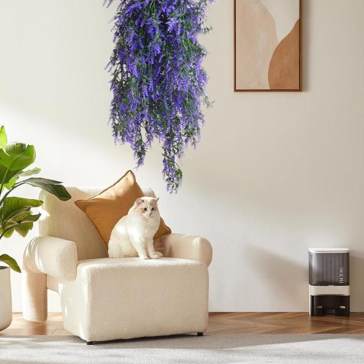 2 stuks kunstmatige hangende bloemen plastic planten, kunstmatige hangplanten buiten, hangende plant, nepplanten voor binnen, moutgras decoratie voor thuis, tuin, binnen, buiten, w