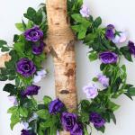 2 stuks 240 cm lange tweekleurige kunstrozenslinger-ranken, hangende zijden bloemen, voor buiten- en binnen, bruiloft- en muurdecoratie (paars)