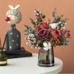 Kunstblumen Künstliche Blumensträuße für den Innenbereich – Simulationsblumen aus Seide in Einer Glasvase für Tisch- und Wohnzimmerdekoration, künstliche Pflanzen für jede