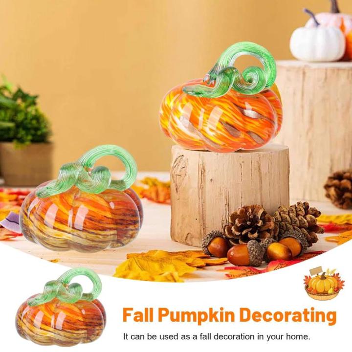 Herbstdeko Tischdeko Glas Kürbis,Herbst Dekoration Kürbisfigur für Herbsternte Dekor,8cm Glas Kürbis Sammelfiguren Tischakzent für Tischdeko,Erntedankfest Thanksgiving Hallowe