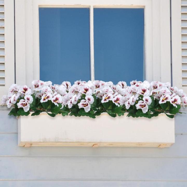 10 bundels kunstbloemen zoals echt balkon, kunstbloemen, buiten, uv-bestendig, weerbestendig, kunstbalkonplanten, balkonbloemen voor huis, vensterbank, bruiloft, decoratie (wit)