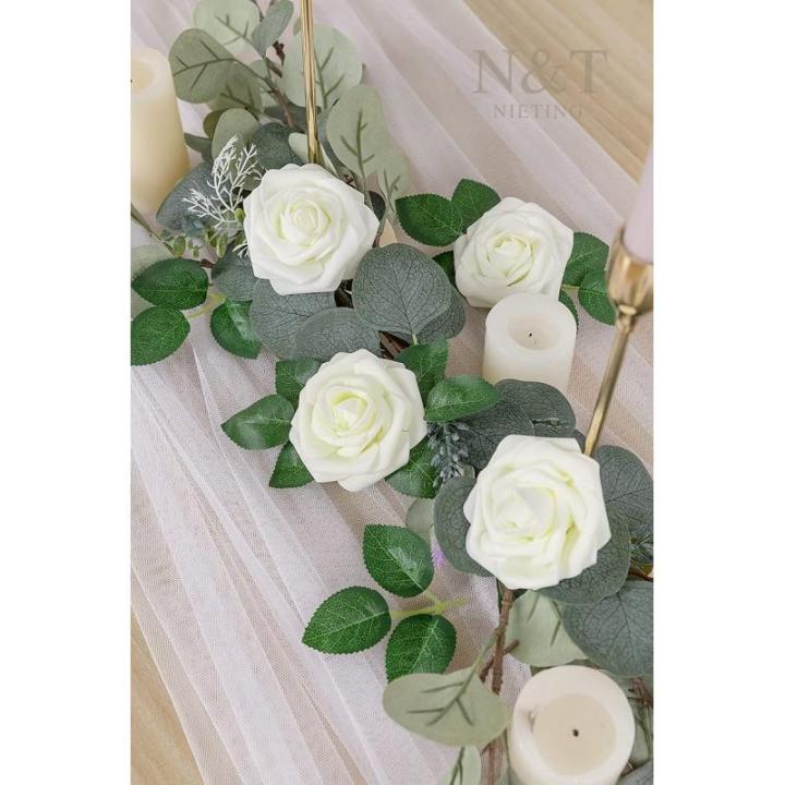 Kunstbloemen, rozen, 25 stuks, kunstrozen met stelen, kunstrozen van schuimstof, decoratie voor doe-het-zelf bruiloft, arrangementen, feesten, woondecoraties, ivoorwit