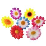 100 Stuks Daisy Bloemhoofdjes, Kunstmatige Bloemhoofdjes, Mini Kleurrijke Zijden Bloemen, Ambachten voor Bruiloften, Feesten, Feesten, DIY Hoofdtooi met Kronen (4 cm, 7 Stijlen)