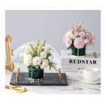 Kunstblumen Künstliche Blumen, Ornamente, Topfblumen, Arrangement, Heimdekoration, mit grünem Keramik-Blumentopf für jeden Anlass